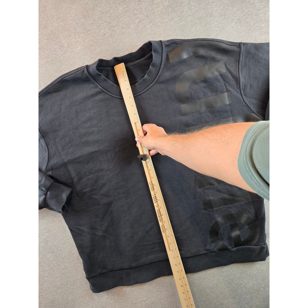 Lululemon Perfectly Oversized Crew Sweatshirt Women L Black Tonal Graphic Logo - Picture 7 of 9